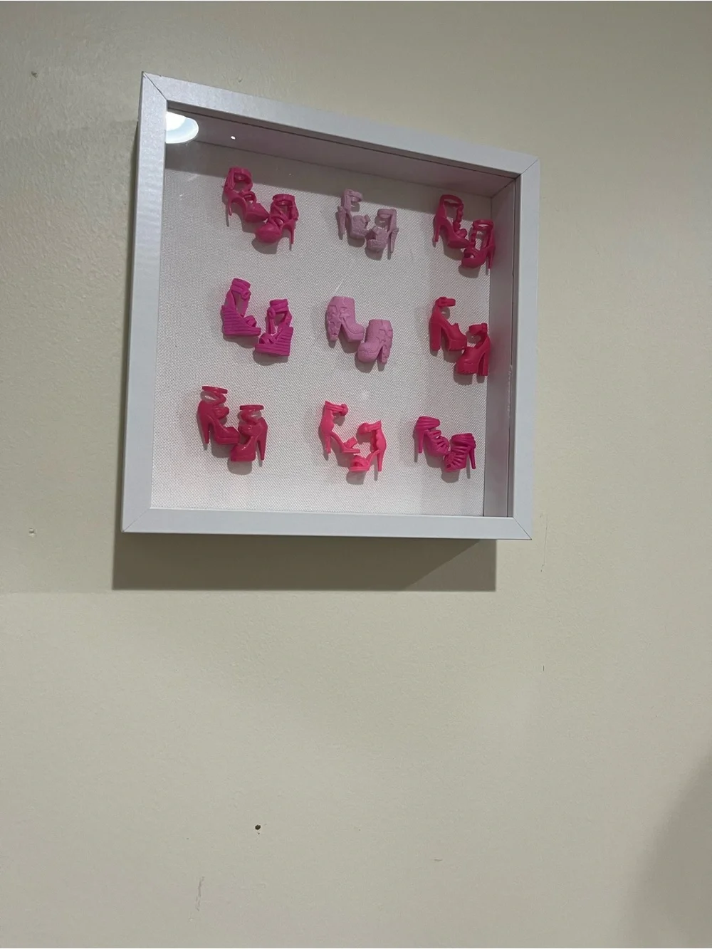 Barbie Heels Shadow Box Wall Art - Pink Gradient